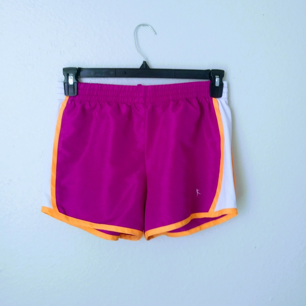 90's style bright magenta & orange running shorts